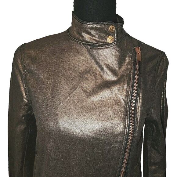 NWT! 7 Seven For All Mankind Copper Gold Metallic Biker Jacket Size XS - Picture 2 of 16